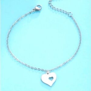 Silver Heart Cutout Bracelet - Women Jewelry